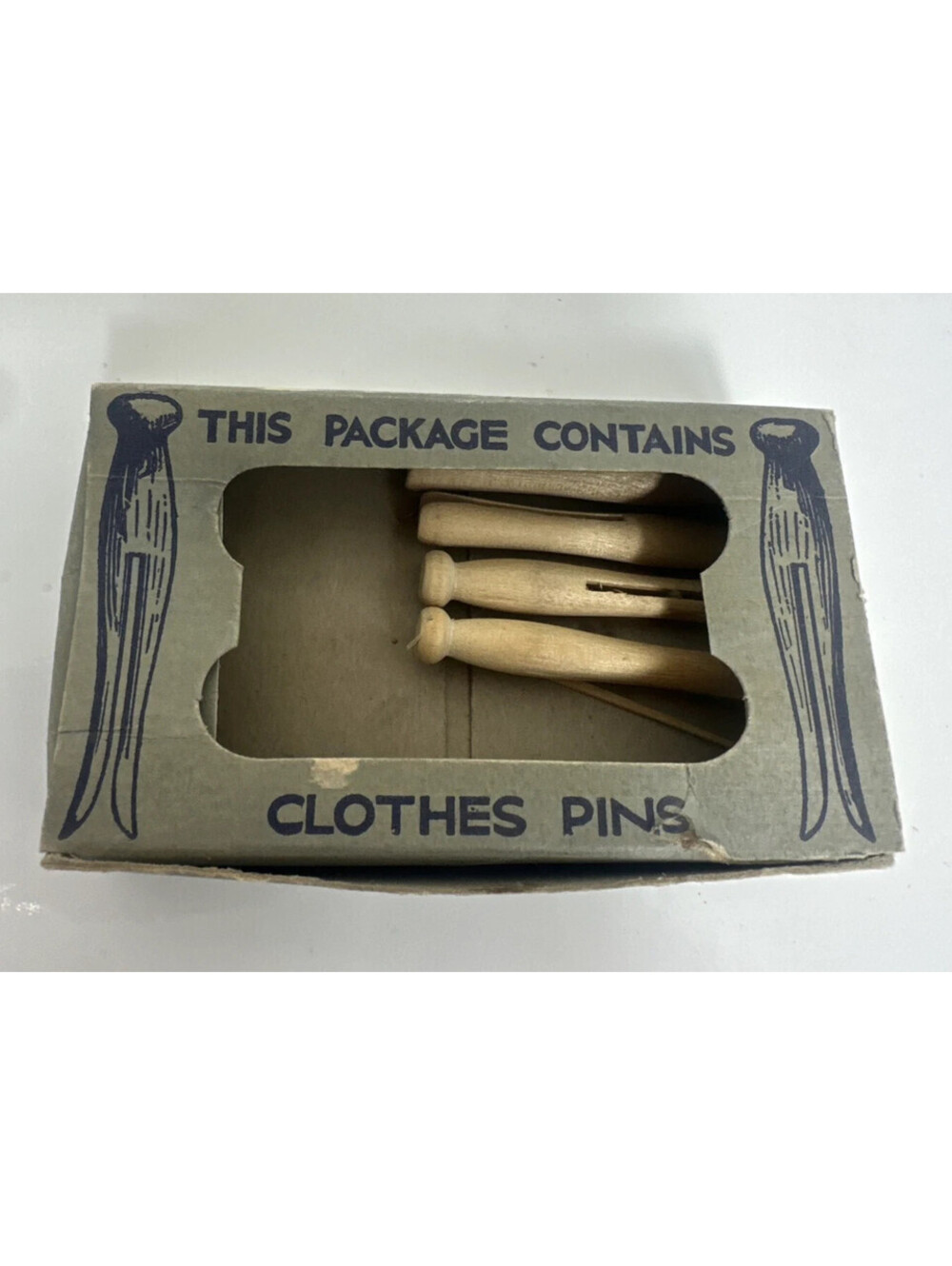 Vintage Hardwood Clothes Pins W/Box Newton & Thompson MFG For Dolly’s Clothing.